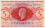 French Equatorial Africa, 5 Franc, P-0015a