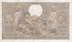 Belgium, 100/20 Francs/Belgas, P107