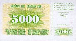 Bosnia and Herzegovina, 5,000 Dinar, P16a