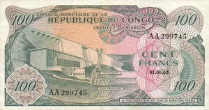 Congo Democratic Republic, 100 Franc, P1a