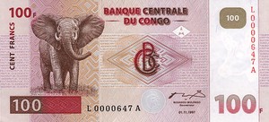 Congo Democratic Republic, 100 Franc, P90a