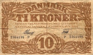 Denmark, 10 Krona, P21aa