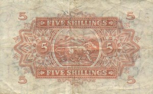 East Africa, 5 Shilling, P28b v6, B217k