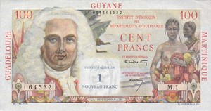 French Antilles, 1 New Franc, P1a