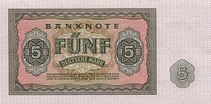 Germany - Democratic Republic, 5 Deutsche Mark, P17