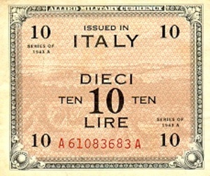 Italy, 10 Lira, M19a