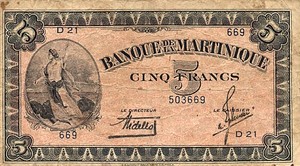 Martinique, 5 Franc, P16b Sign.1