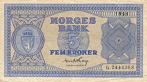 Norway, 5 Krona, P25d
