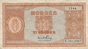 Norway, 10 Krona, P26d