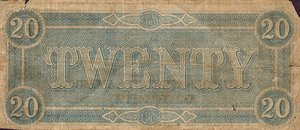 Confederate States of America, 20 Dollar, P69 Sign.1