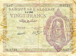 Algeria, 20 Franc, P92b