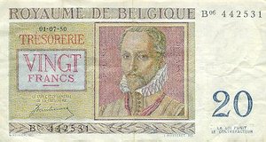 Belgium, 20 Franc, P132a