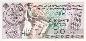 Burundi, 50 Franc, P28a v1
