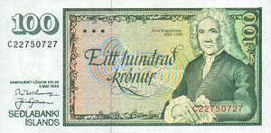 Iceland, 100 Krone, P54a Sign.1