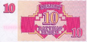 Latvia, 10 Ruble, P38