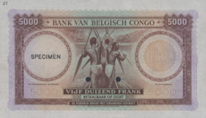 Belgian Congo, 5,000 Franc, P19Act