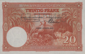 Belgian Congo, 20 Franc, P15Cs