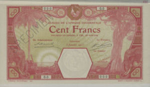 French West Africa, 100 Franc, P10Aas, BAO B5Cs