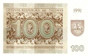 Lithuania, 100 Talonas, P38b