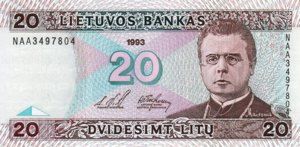 Lithuania, 20 Litas, P57