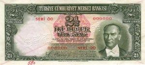 Turkey, 2.5 Lira, P126s