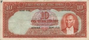 Turkey, 10 Lira, P128
