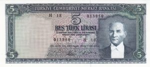 Turkey, 5 Lira, P174a