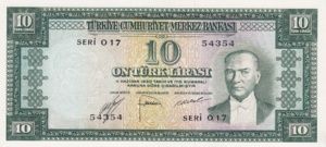 Turkey, 10 Lira, P157a