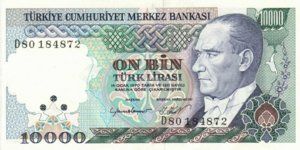 Turkey, 10,000 Lira, P199 Sign.2