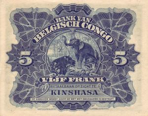 Belgian Congo, 5 Franc, P4A