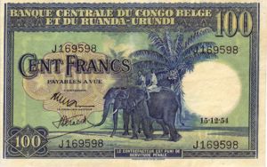Belgian Congo, 100 Franc, P25b