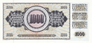 Yugoslavia, 1,000 Dinar, P92d