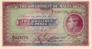 Malta, 2/6 Shilling and Pence, P18