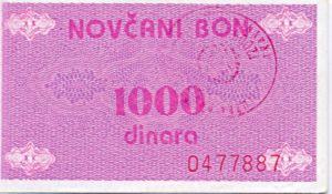 Bosnia and Herzegovina, 1,000 Dinar, P50a