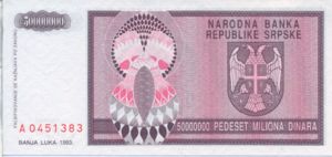 Bosnia and Herzegovina, 50,000,000 Dinar, P145a