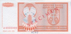 Bosnia and Herzegovina, 1,000,000,000 Dinar, P147s