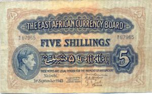 East Africa, 5 Shilling, P28b v1, B217f