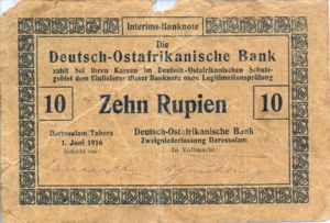 German East Africa, 10 Rupee, P41