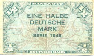 Germany - Federal Republic, 1/2 Deutsche Mark, P1a