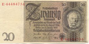 Germany, 20 Reichsmark, P181a M