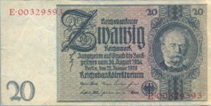 Germany, 20 Reichsmark, P181b