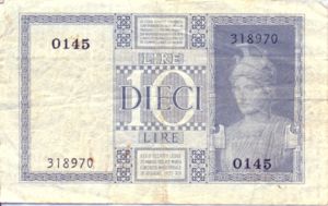 Italy, 10 Lira, P25a