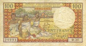 Madagascar, 20/100 Ariary/Franc, P57a