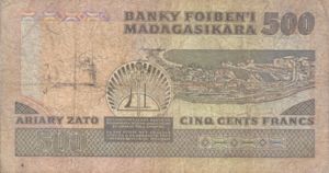 Madagascar, 100/500 Ariary/Franc, P67a