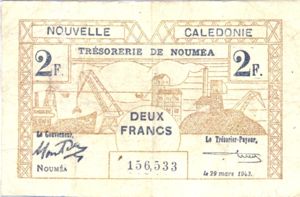 New Caledonia, 2 Franc, P56a