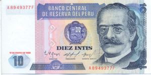 Peru, 10 Intis, P128 v2