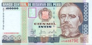 Peru, 100,000 Intis, P144A