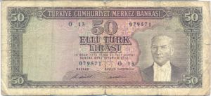 Turkey, 50 Lira, P187a