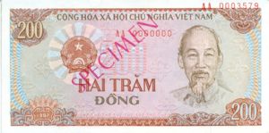 Vietnam, 200 Dong, P100s, SBV B28as