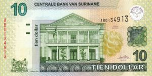 Suriname, 10 Dollar, P158